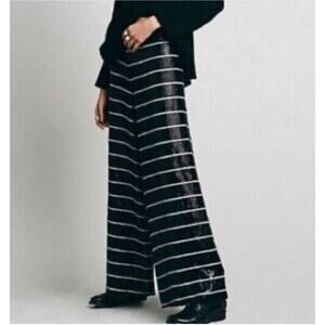 FREE PEOPLE NEW ROMANTICS Pants 4 Full Sequin Wide Leg Back Middle Zipper